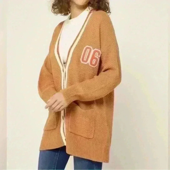 aerie Sweaters - Aerie Oversized Varsity Cardigan Sweater 06 Embroidery Size Small